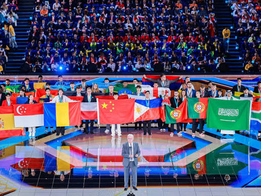Francis Hourant, WorldSkills President, giving a speech during Closing Ceremony for WorldSkills Shanghai 2026.